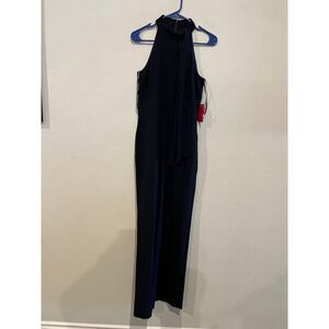 Vince Camuto Women's Size 4 Halter Neck Pleated Jumpsuit Navy Blue NWT